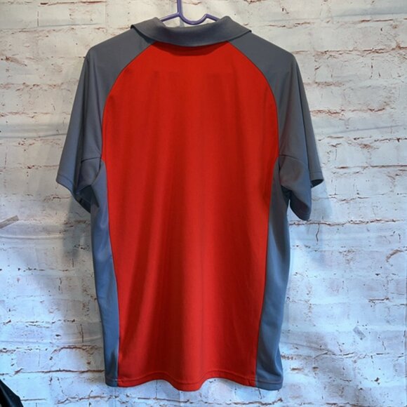 Columbia men’s medium polo shirt color block red grey short sleeve - Picture 4 of 7